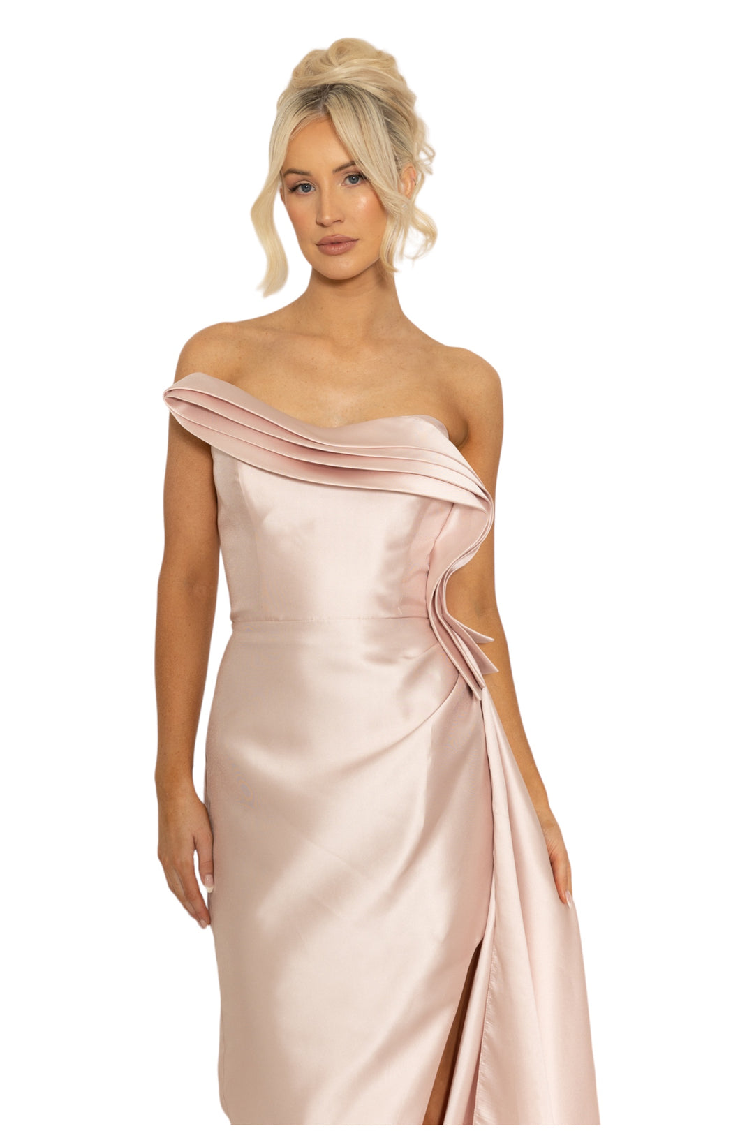 elegant off white wedding dresses Classic Long White A-line Off-the-shoulder V-neck Satin Wedding Dress main image 1